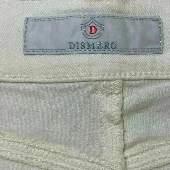 Dismero Vermoda Spa Jeans 30 Italy Ivory Mid Rise Stretch Women's Gold Details - Picture 8 of 16